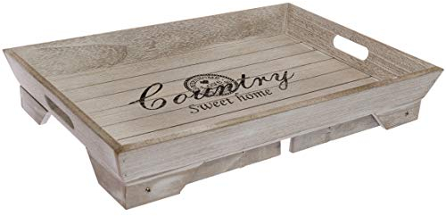 elbmöbel Betttablett Holz 48x33x25cm Serviertablett für Frühstück im Bett für 2 mit klappbaren Beinen Tabletttisch und Sofatisch Beistelltisch mit Tablett Natu (Country)