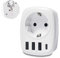 Unidapt Usa Adapter - Reiseadapter Steckdose EU nach US Amerika Reisestecker Steckdosenadapter mit 3 USB Ports+1 Typ-C Port für Amerika Kanada Mexiko Stromadapter Schuko adapter Weiß