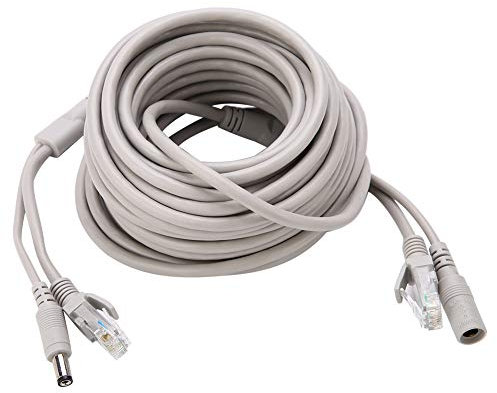 Câble de vidéosurveillance 5M/10M/15M/20M, câble d'alimentation vidéo AHD pour système de surveillance de caméra de sécurité CCTV, câble de chat pour caméras IP Système NVR 10 Mbps/100 Mbps (15M)