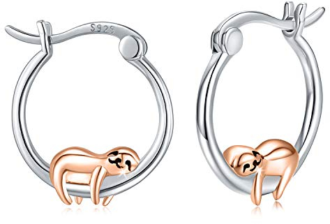 Faultier Creolen Mädchen Ohrringe 925 Sterling Silber Hypoallergen Mädchen Ohrringe Tier Manschette Creolen Faultier Schmuck Geschenke für Frauen Mädchen (D-Faultier)…