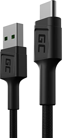 Green Cell Kabel USB-A - USB-C Typ-C 0.3m Kurzes Ladekabel Schwarz Schnellladekabel Kompatibel mit Samsung Galaxy S23 S22 S21 S20 Ultra S10 S9 S8+ | Note 20 10 9 8 | Android-Telefonen