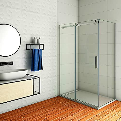 Acezanble 140x90cm Duschkabine Duschtür 6mm Glas H195cm Duschabtrennung Dusche Schiebetür