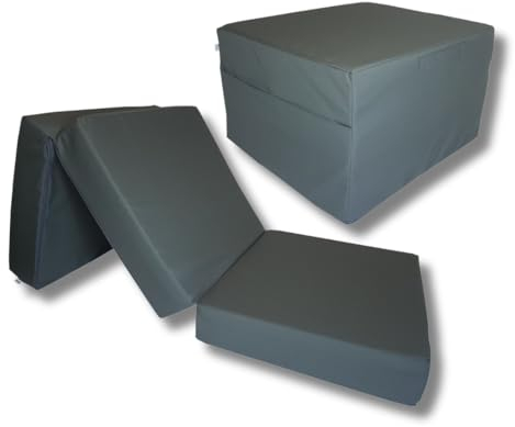 Natalia Spzoo – gemütliche Faltmatratze 195 x 75 x 15cm mit Visco-Schaum-Schicht – Klappmatratze mit abnehmbarem Bezug – 3-teilige klappbare Lux-Bodenmatratze (Mit Housse, Anthrazit)