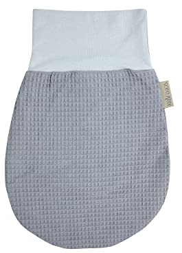 KraftKids Strampelsack Waffel Piqué grau für den Herbst/Winter aus Musselin Baumwolle und warmen Fleece in zwei Größen erhältlich