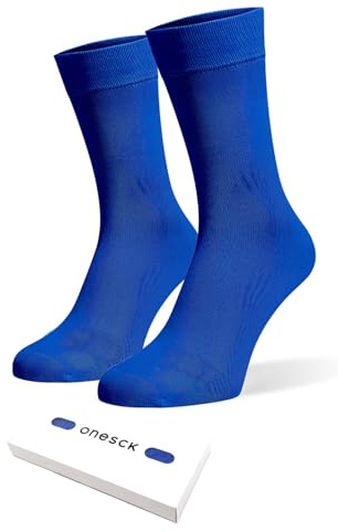 ONESCK Super Soft Cotton Dress Socks Vibrant Plain Colours for Women (Royal Blue, 4-7)