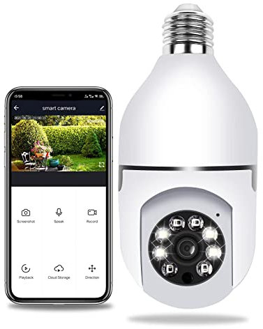 通用 Light Bulb Security Camera, E27 Light Bulb Camera, Full HD 1080P Wireless Wifi Camera, Surveillance Camera With Night Vision, 2-Way Audio, Home Security Camera (A)