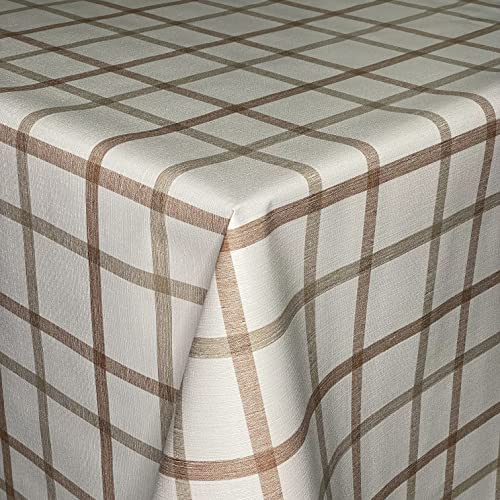 KEVKUS Wachstuch Tischdecke K175A braun-beige kariert eckig rund oval (Rand: Borte (gehäkelte Bordüre), 120 x 160 cm eckig)
