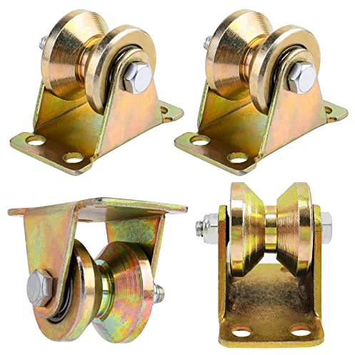 4 Stück Umlenkrollen für Seile,Tragkraft 150kg V-Nut-Stahl-Lenkrolle, Verdicken und Geräuscharmes Seilrolle für Wäscheleine,Flaschenzugsystem,Industriemaschinen,Rolltore,Invertierte,Umlenkrolle Seil