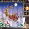 Bonhause Tenda Doccia Natale Babbo Natale Renne Slitta 180 x 180 cm Tende per Doccia in Poliestere Impermeabile Antimuffa Lavabile Tende Bagno con 12 Ganci