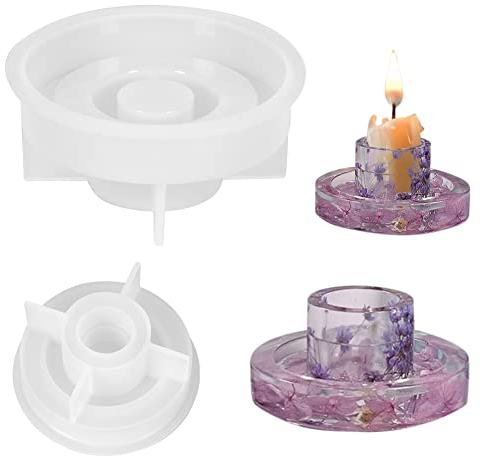 Aomig Moule Bougie Silicone, 2PCS Bougeoir Moule, Chandelier Rond, Moules en Silicone pour Décorer la Maison pour Maison Décor, Fête, Bougies(Petit)