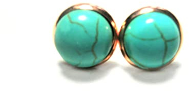 Ohrstecker Ohrringe Türkis vergoldet, Edelstein, Naturstein Schmuck