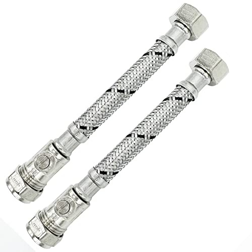 2X Reeds 15mm x 1/2inch Flexi with Isolation 150mm Short Flexible Braided Tap & Inlet Valve Connector Pack of 2