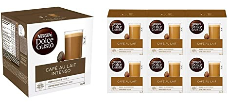 Nescafé Dolce Gusto Café au Lait Intenso - Café - 96 Capsules (Pack de 6 boîtes x 16) & Café au Lait - Café - 96 Capsules (Pack de 6 boîtes x 16)