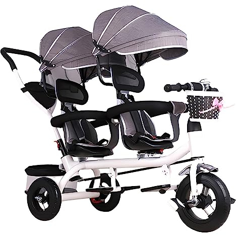 3-in-1-Kleinkind-Dreirad mit abnehmbarem Schiebegriff, drehbarem Sitz und klappbarem Verdeck – sehr gutes Geschenk for Zwillinge im Alter von 2–5 Jahren. Sicher und bequem mit verstellbarem Gurt und S