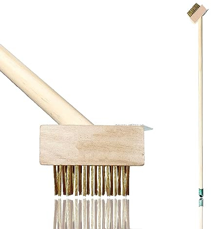 PaMeer 120 cm Long Wooden Handled Weed Brush, Weed Remover with Angled Wire Bristles, Weed Brush for Cleaning Patios, Block Paving and Driveway