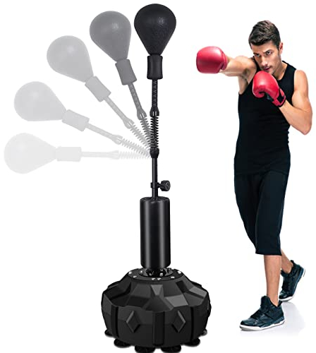 Wodesid Reflex Bag Boxen Freistehender Schwerer Boxsack für Erwachsene, Höhenverstellbarer Speed Training Punchingball mit Saugnapf, Großer Boden und Solider Ersatzball