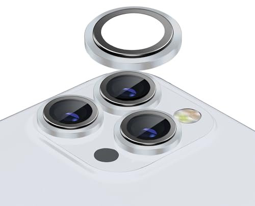 Generisch kameraschutz für iPhone 14 Pro 6,1 Zoll und iPhone 14 Pro Max 6,7 Zoll, Kratzfeste 9H-Hartglasfolie, einzelner Metallring HD Clear – 3er-Pack (Silber)