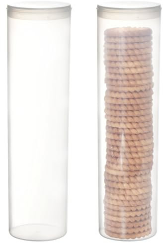 Youngever Paquete de 2 recipientes de plástico para galletas, tarros de galletas, recipientes de almacenamiento de alimentos con tapa (redondos)