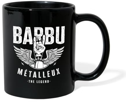 Spreadshirt Barbu Métalleux Cadeau Drôle Humour Métal Rock Tasse Mug, taille unique, noir