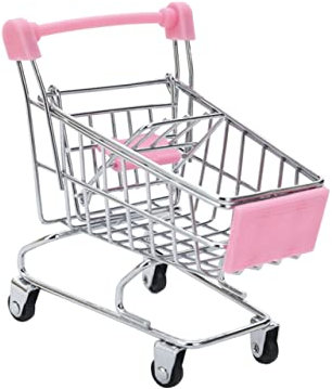 DIKACA Kinderspielzeug Mini-hausmöbel Puppe Einkaufskorb Mini-supermarktwagen Trolley-Spielzeug Bratpfannen Servierkorb Rollenspiel Puppenhauswagen Modell Einkaufswagen Einkaufen