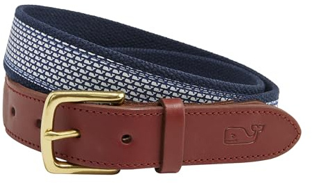 vineyard vines Men's Micro Whale Classic Canvas Club Belt, Nautical Navy, 38