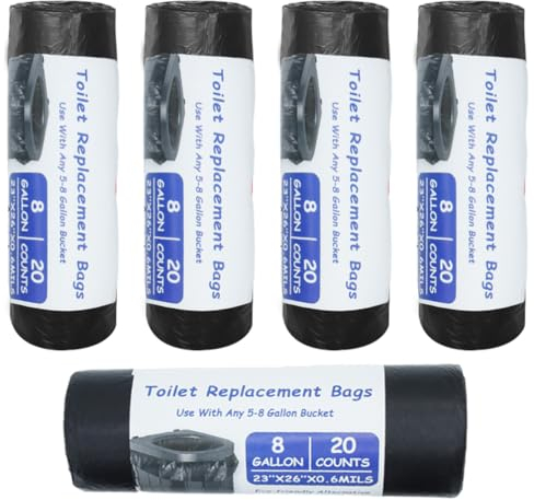 PengGengA 100 Pièces Sac Poubelle Kit Sacs pour Toilettes Biodégradables Sacs Toilettes de Portable pour Camping, Voyage, Randonnée, Cuisine, Maison