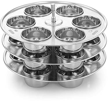 HIMANSH STORE Moldes multiusos de acero inoxidable para hornear magdalenas, cupcakes, hacer ociosamente, soporte de acero inoxidable compatible con olla a presión de tapa exterior de 10 a 12 litros