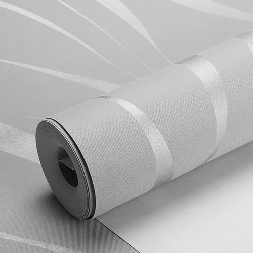 Sleeleece 3D Wellen Geprägte Tapete Vliestapete Wasserpflanzen Muster Moderne Minimalistisch Wallpaper für Wohnzimmer Schlafzimmer Wand Möbel Dekor - Silber Grau 9.5m×0.53m