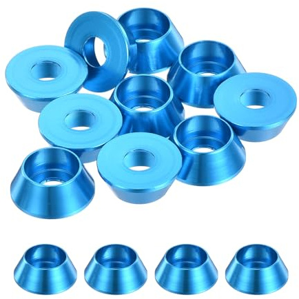 QUARKZMAN 10er Set M5 Kegelbecher-Unterlegscheiben, eloxierte Aluminium-Dichtungen Kegel Senkkopf-Unterlegscheiben für Schraube RC/FPV/PC/Drone/Mechanische Zubehör-Modellteile (Hellblau)