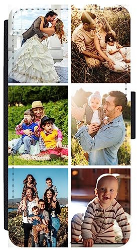 Unique Gifts House Ltd Personalised Phone Case for iPhone SE (2020) Custom Leather Flip Wallet Case Any Photo Printed Six Photos Anti Drop Personalised Case