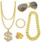 5 Stück Halskette Dollar Ring Goldkette Armband Herren Goldkette,90er Jahre Accessoires,80er Jahre Accessoires,Schmuck,Herren Anziehsets Party Foto Requisiten