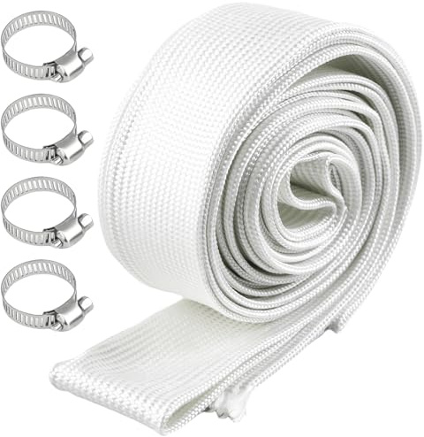 25mm Abgasschlauch für Stromerzeuger, 400cm Abgasschlauch Standheizung, Hitzeschutzschlauch Auspuff mit 4 Clips, Standheizung Isolierung Schlauch, Fiberglass Sleeving für Air-Klimaanlage Heizungen