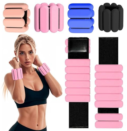 ibforcty 2PCS Adjustable Wrist Weights Ankle Weights Set for Exercise Walking Jogging Yoga Aerobics Pilates Weight-Bearing Bracelet Fitness Wristband (Pink)