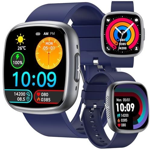 2025 New Smartwatch Herren Smartwatch Mit Blutdruckmessung EKG+HRV/Harnsäure/BMI Herren Damen 1,72 AMOLED Gesundheitsuhr Mit Telefonfunktion, 24H Herzfrequenz SPO2 Schlafmonitor Fitnessuhr (Blau)