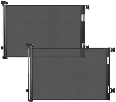 derimkcoa 2 Pack derimkcoa Retractable Stair Gate for Baby,Mesh Baby Gate or Mesh Dog Gate,86cm Tall,Extends up to 140cm Wide,Child Safety Gate for Doorways, Stairs, Hallways, Indoor/Outdoor, Black