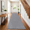 SHACOS Langer Teppich Läufer 80x200 cm rutschfest Flurläufer Lang Teppichläufer Flur Modern Küchenteppich Waschbar Bettvorleger Schlafzimmer Kurzflor Teppich Läufer für Flur, Küche, Eingang, Grau