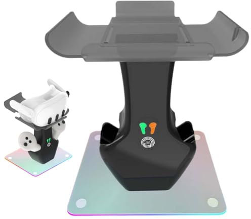 Charging Station Dock for Oculus/Meta Quest 3S/Quest 3 Accessories, LED RGB Light Vertical Charging Stand and Controller Holder - Only Charge for VR Headset (black)