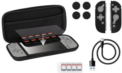 Konix Kit de accesorios gaming Starter Kit Nintendo Switch 2 - Funda - 4 grips para pulgares - Cristal templado - Caja para 9 juegos - Auriculares