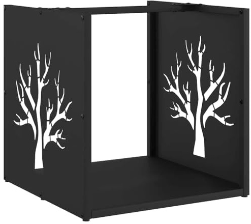 vidaXL Brennholzregal Schwarz 40x40x40 cm Kaltgewalzter Stahl