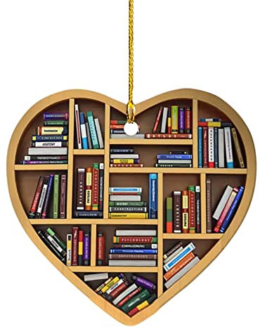 cfpqv Book Lovers Bücherregal-Anhänger in Herzform aus Acryl Elektro Heizpilz (Black, One Size)