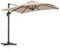 COSTWAY Parasol Déporté Carré 2,4 x 2,4 m, Parasol de Jardin Extérieur Rotatif 360° - 5 Inclinaisons Réglables, 8 Baleines Résistantes, Pied en Croix, pour Terrasse, Patio, Balcon (Beige)