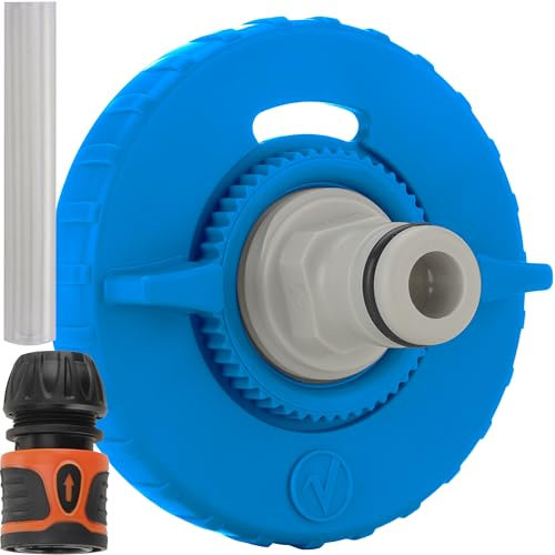 valuents® tapón depósito de agua – 3 pines 78mm diámetro – blanco – para autocaravana con manguera para boca de llenado de agua +Plus: Adaptador de manguera