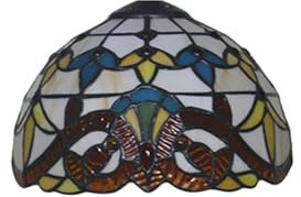 Pantalla de lámpara barroca de 8 pulgadas, solo repuesto, estilo Tiffany, color beige, ámbar, vitral clásico, cubierta de lámpara vintage, accesorio compatible con lámpara de mesa, lámpara colgante,