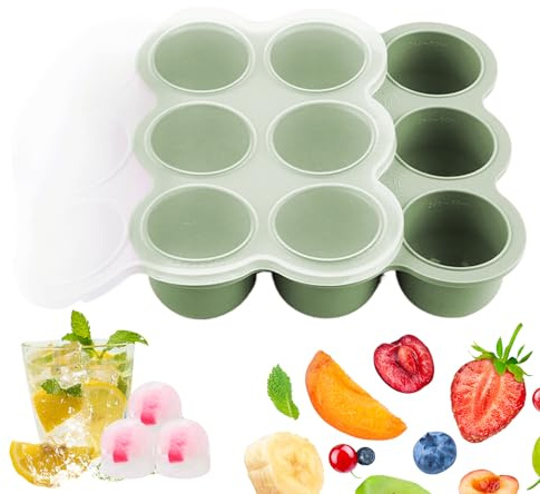 Palaufr Babybrei Gefrierform - 9-Fach lebensmittelechte Silikonform mit Deckel | Würfelbehälter Für Obst Mahlzeitenvorbereitung Muttermilch Snacks Selbstgemachte Suppen Pürees