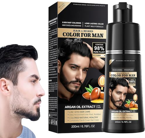 Schwarze Haarfärbeshampoo für Graues Haar, 200ML haarfarbe schwarz haarfärbeshampoo für Männer und Frauen, Hair Dye Shampoo Haarfarbe, Instant Black Hair Dye