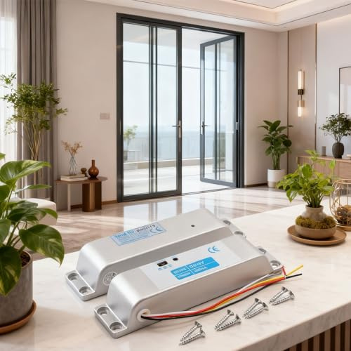 Gdfnmogo Cerradura eléctrica de puerta de 12 V, cerradura magnética para puerta de cristal, resistente, 1000 kg, control de acceso de aleación de aluminio, cerradura de perno con retardo