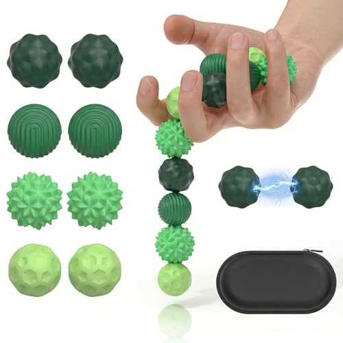 CNMTCCO 8 Stück Magnetische Fidget Toys aus Silikon Leise Magnetkugeln Sensorik Spielzeug, Anti-Stress & Konzentrationshilfe für Erwachsene und Jugendliche, ADHS Fidget Bälle (Grün)