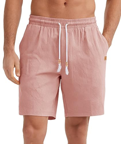 SwissWell Pantaloncini Uomo Bermuda Estivi Cotone Pantaloni Corti Uomo Spiaggia Casual Shorts Vita Elasticizzata con Tasche