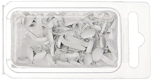 Rayher Brads Rund, 4 mm + 8 mm ø gemischt, Farbe weiß, Blisterbox 75 Stück, Mini-Brads für Scrapbooking und zum Basteln, Musterklammern, Spreizklammern, 7871602