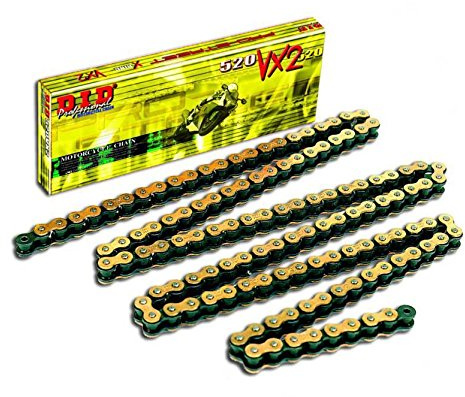 DID Kette 520 VX2, 98 Glieder (X-Ring gold), offen mit Nietschloss
